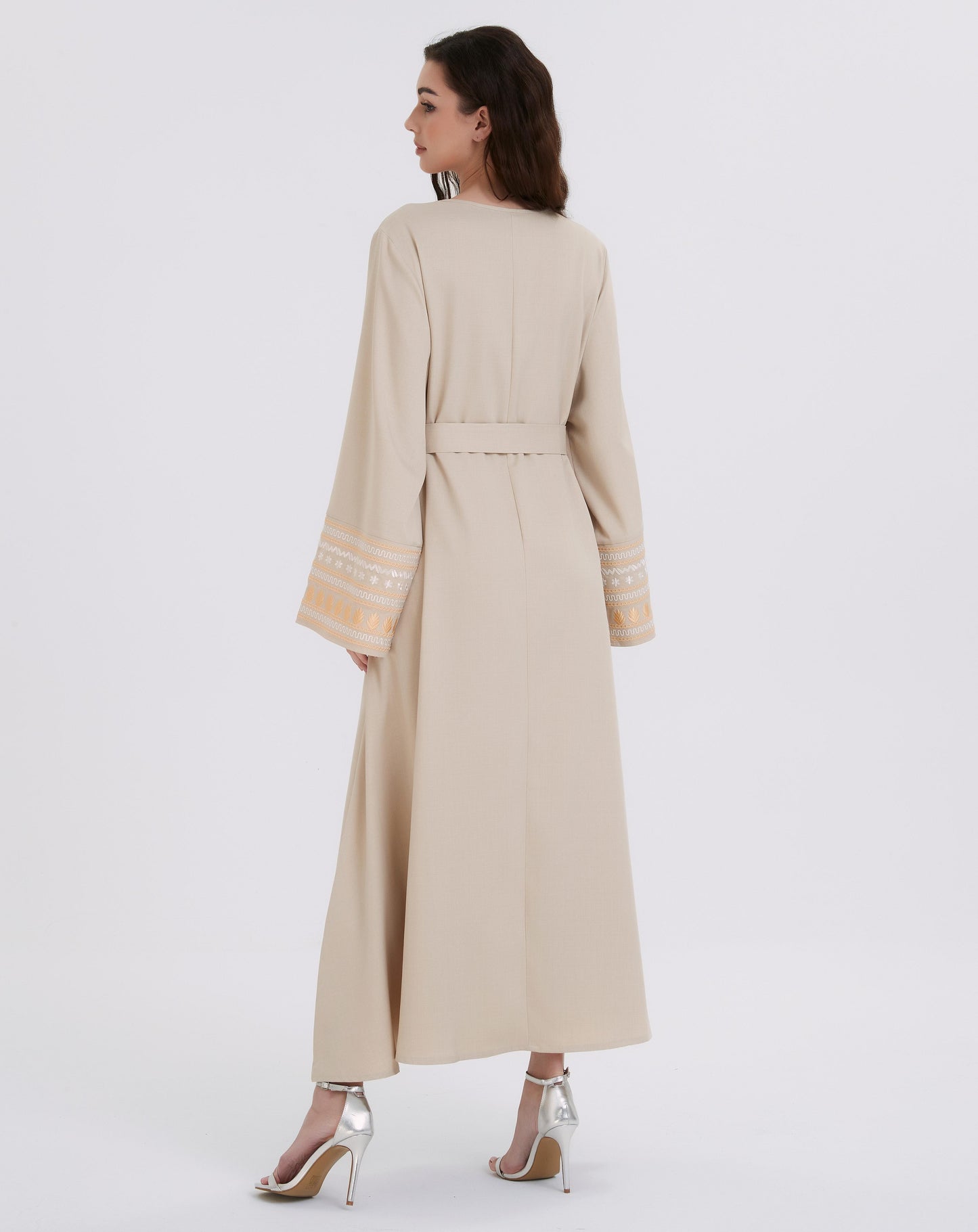 Middle Eastern Muslim women's dress solid color corduroy with thick puffle-sleeve pleated dress MSL820