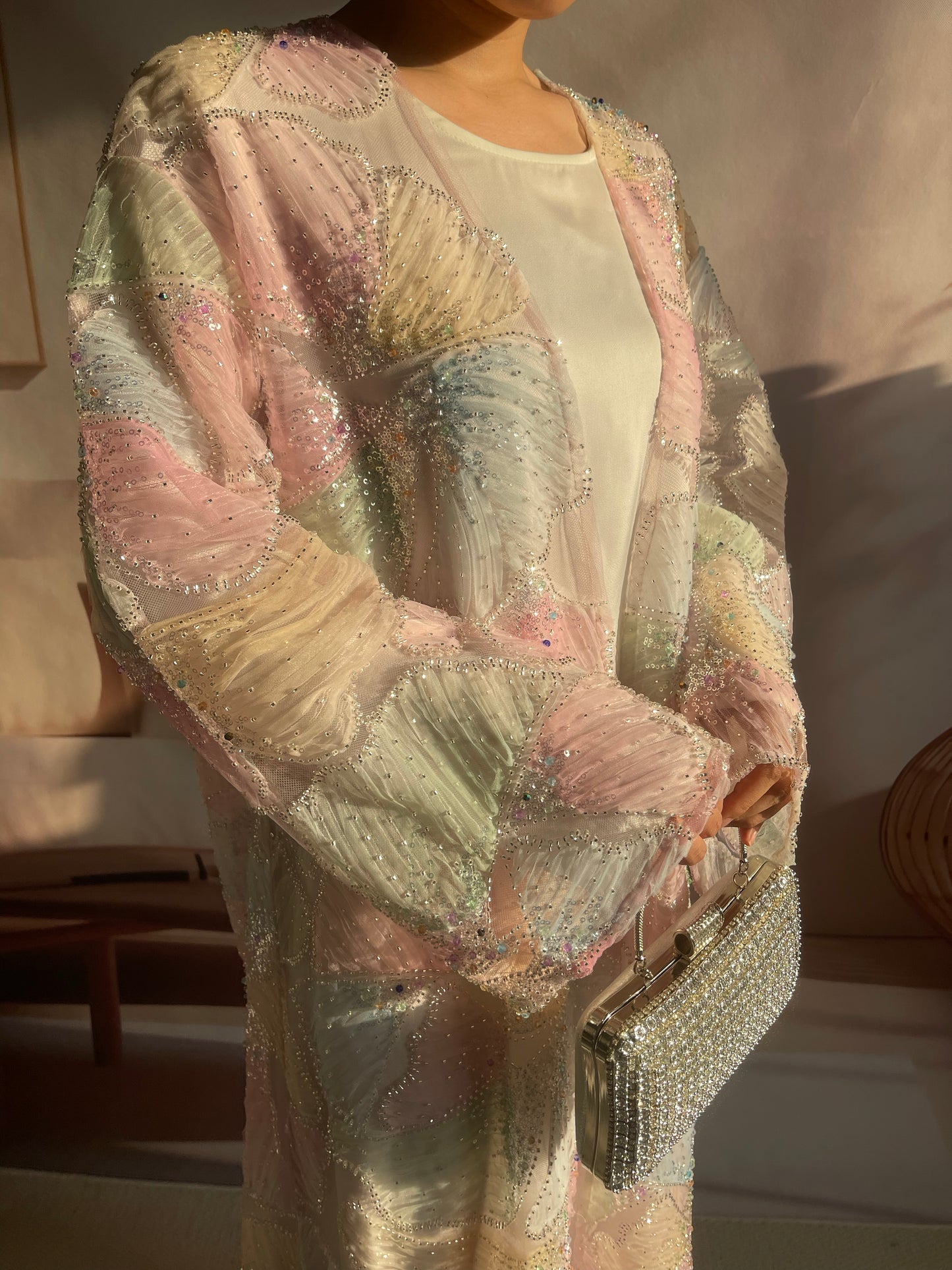 MSL883 Multicolor Princess Open Abaya Cardigan