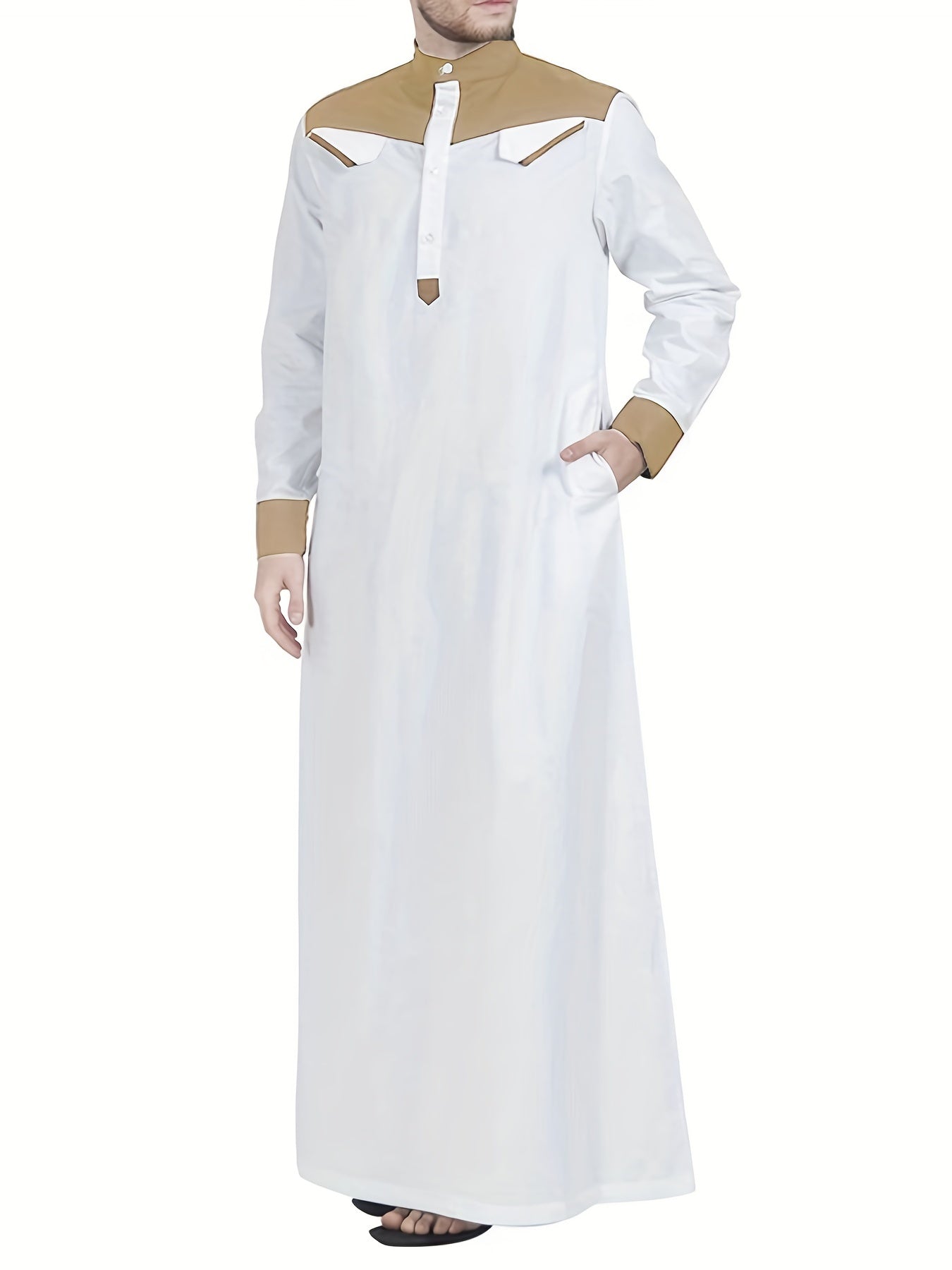 Ramadan Muslim Men Long Sleeve Thobe Jubba Middle East Saudi Arab Kaftan Islamic Abaya Dubai Robes Ramadan Dishdasha MSL9