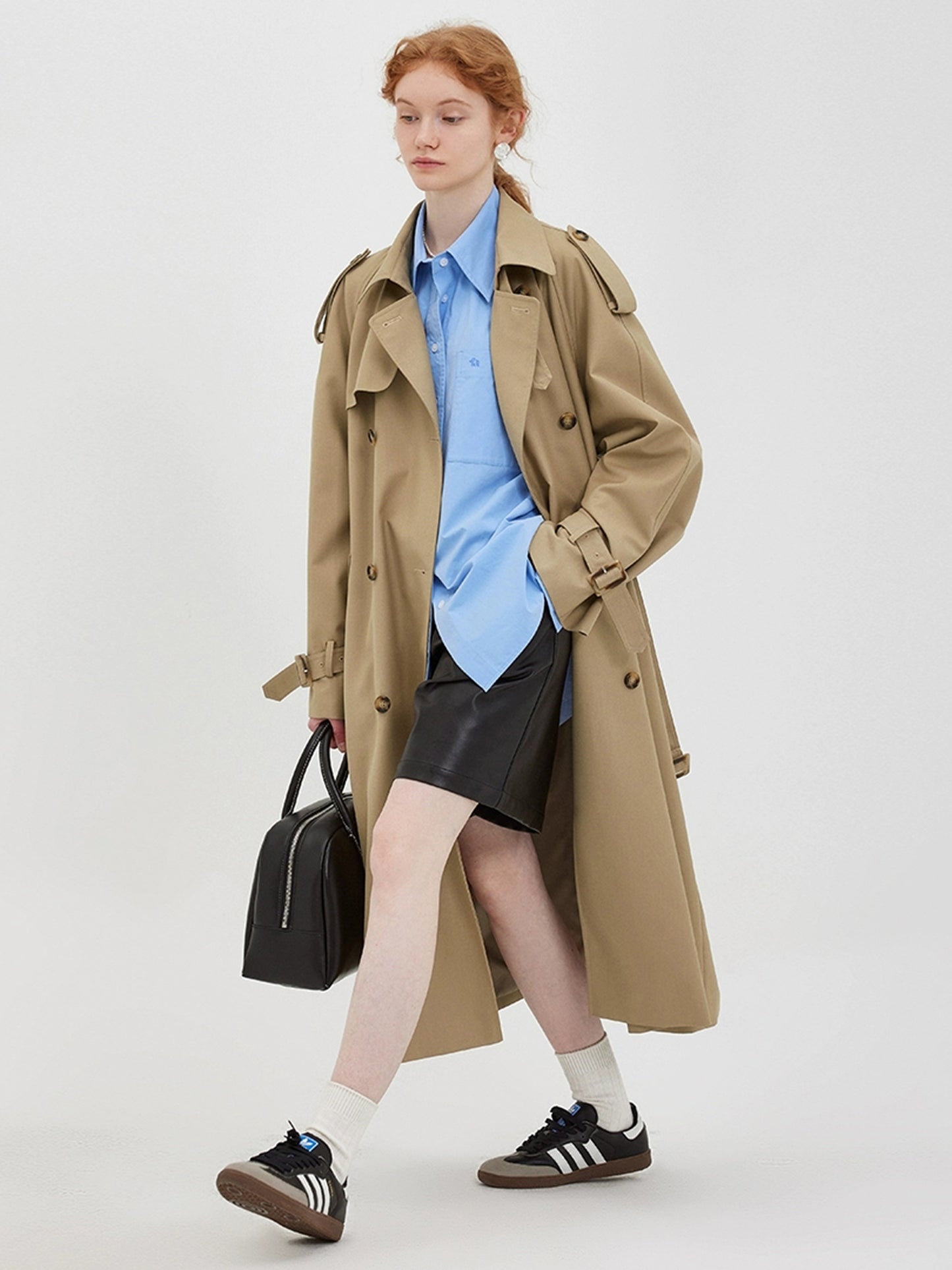 DY3 【Pre-order】 Women's Mid-length Coat with Double-breasted Collar and Front-opening Blazer