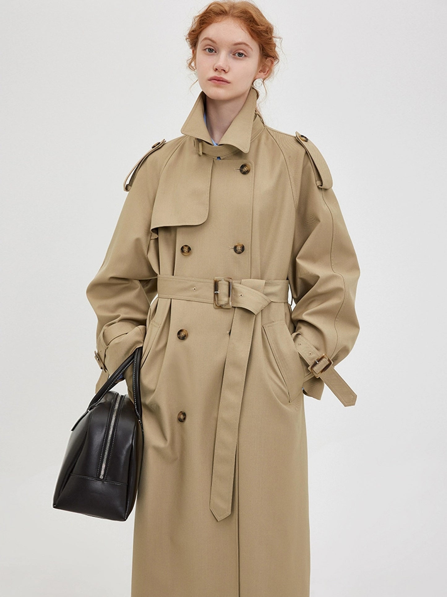 DY3 【Pre-order】 Women's Mid-length Coat with Double-breasted Collar and Front-opening Blazer