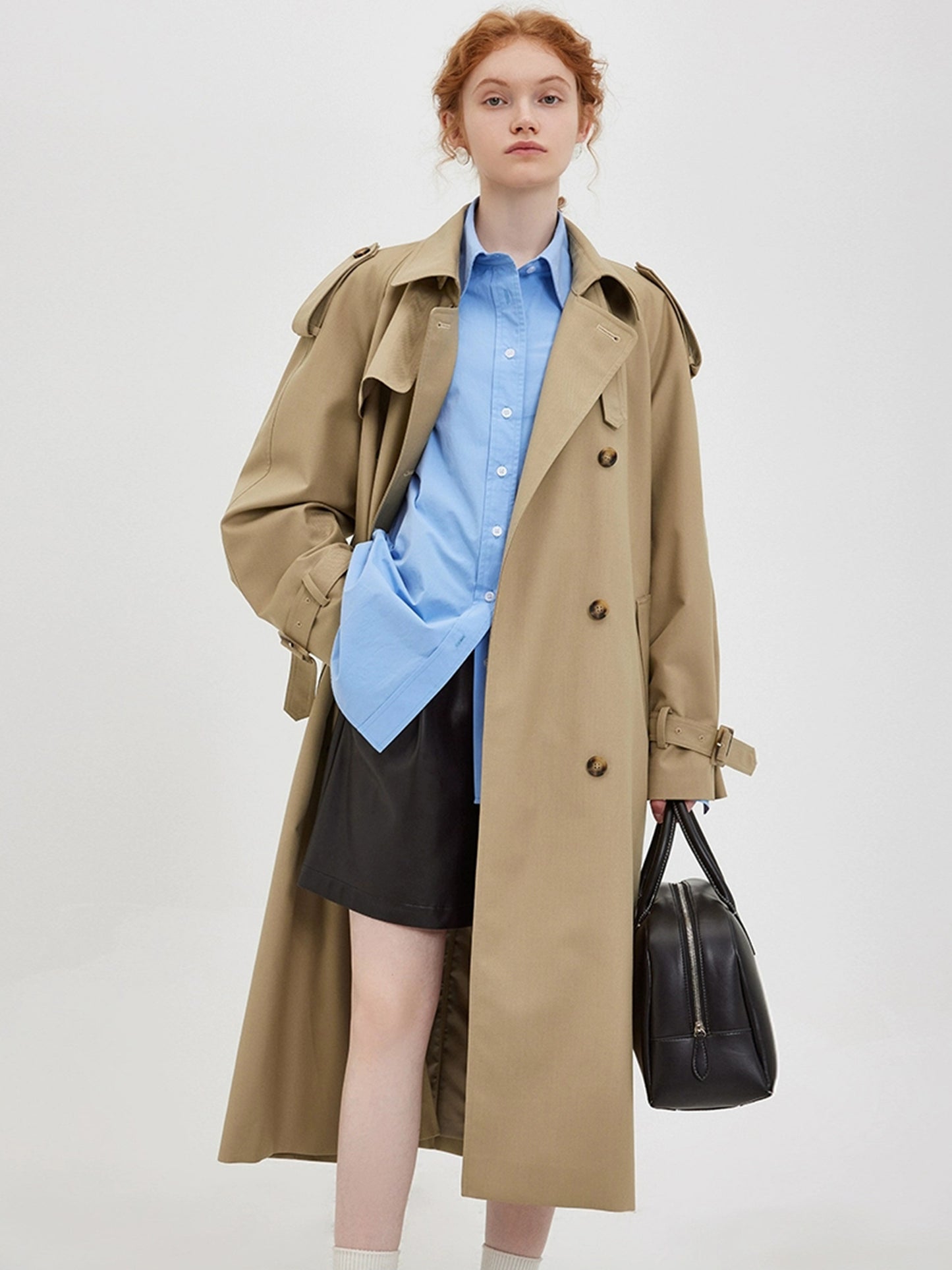 DY3 【Pre-order】 Women's Mid-length Coat with Double-breasted Collar and Front-opening Blazer