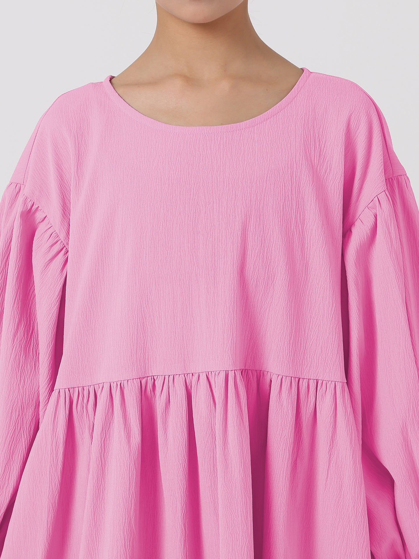 Middle Eastern Muslim Girls Solid Color Round Neck Flared Sleeve Dress Abaya Robe MSL8250