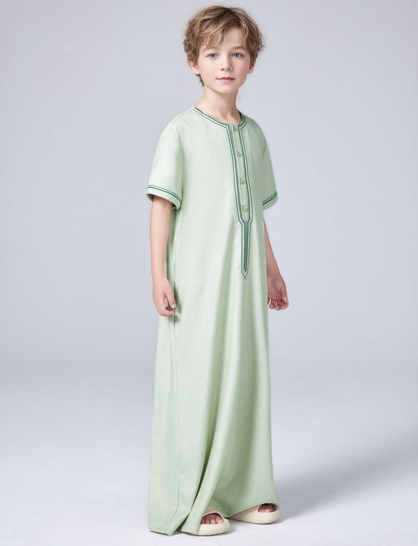 Ramadan Muslim Middle East Arab Dubai Malaysian boy embroidered loose robe button-up shirt MSL210
