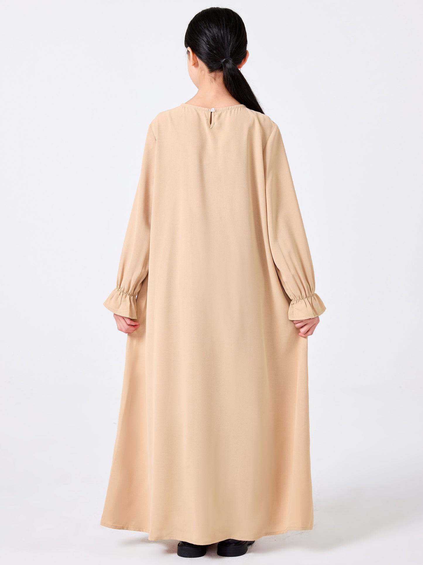 Ramadan Middle Eastern Muslim Girls Solid Color Prayer Dress Shawl Top Coat Dress Abaya Suit MSL0249
