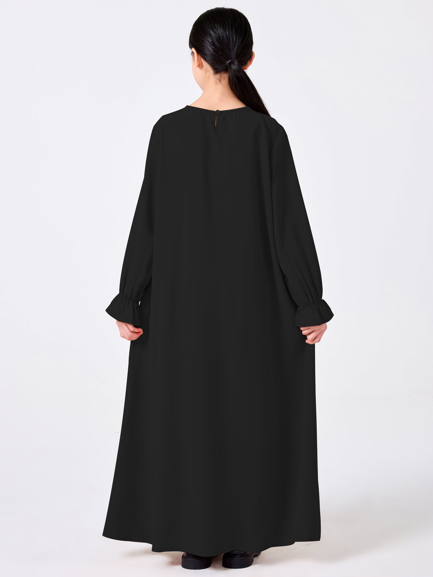 Ramadan Middle Eastern Muslim Girls Solid Color Prayer Dress Shawl Top Coat Dress Abaya Suit MSL0249