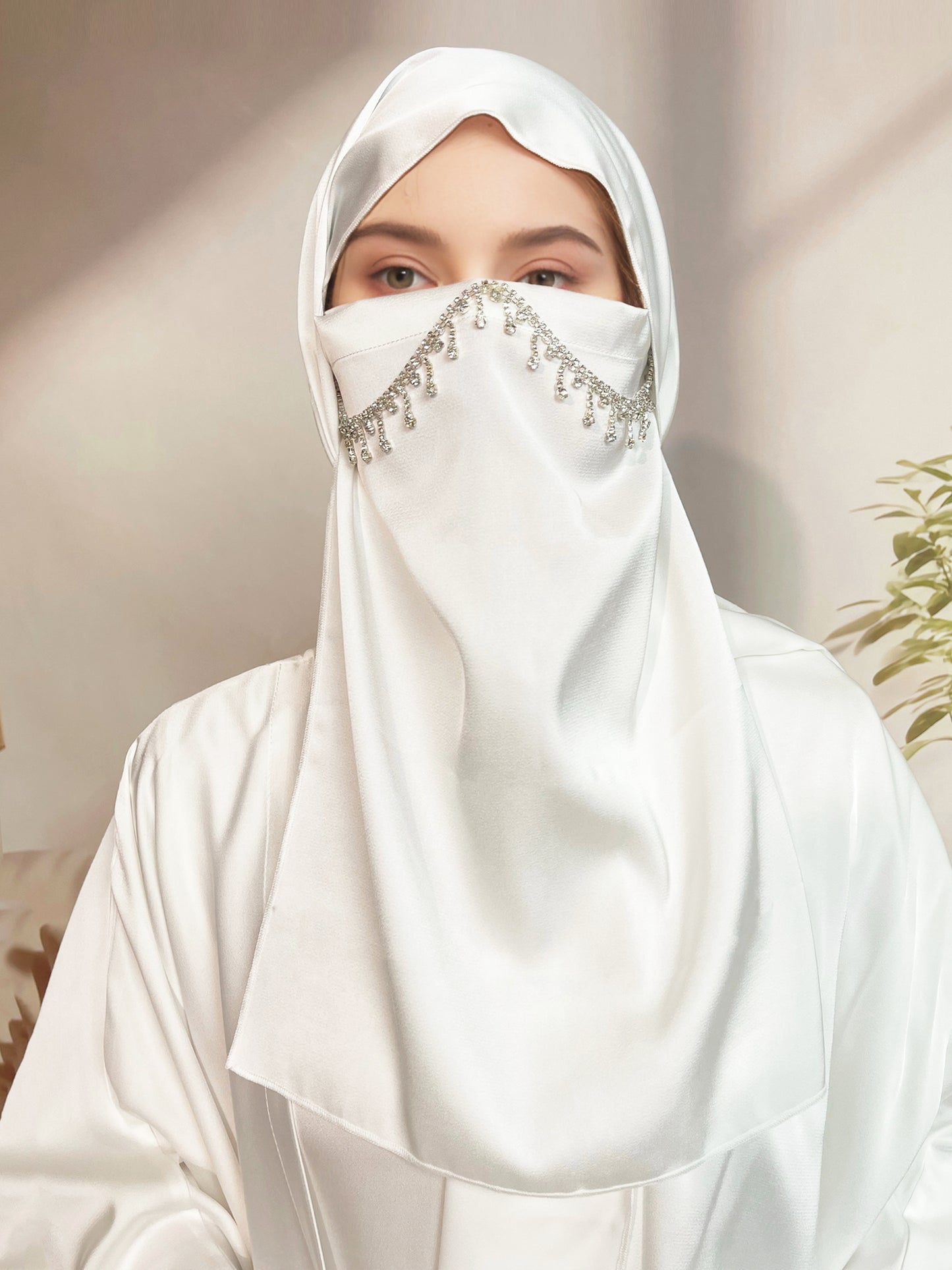 【Auf Lager】5-teiliges Set Butterfly Abaya mit Niqab, lose Vollabdeckung Satin Abaya MSL019