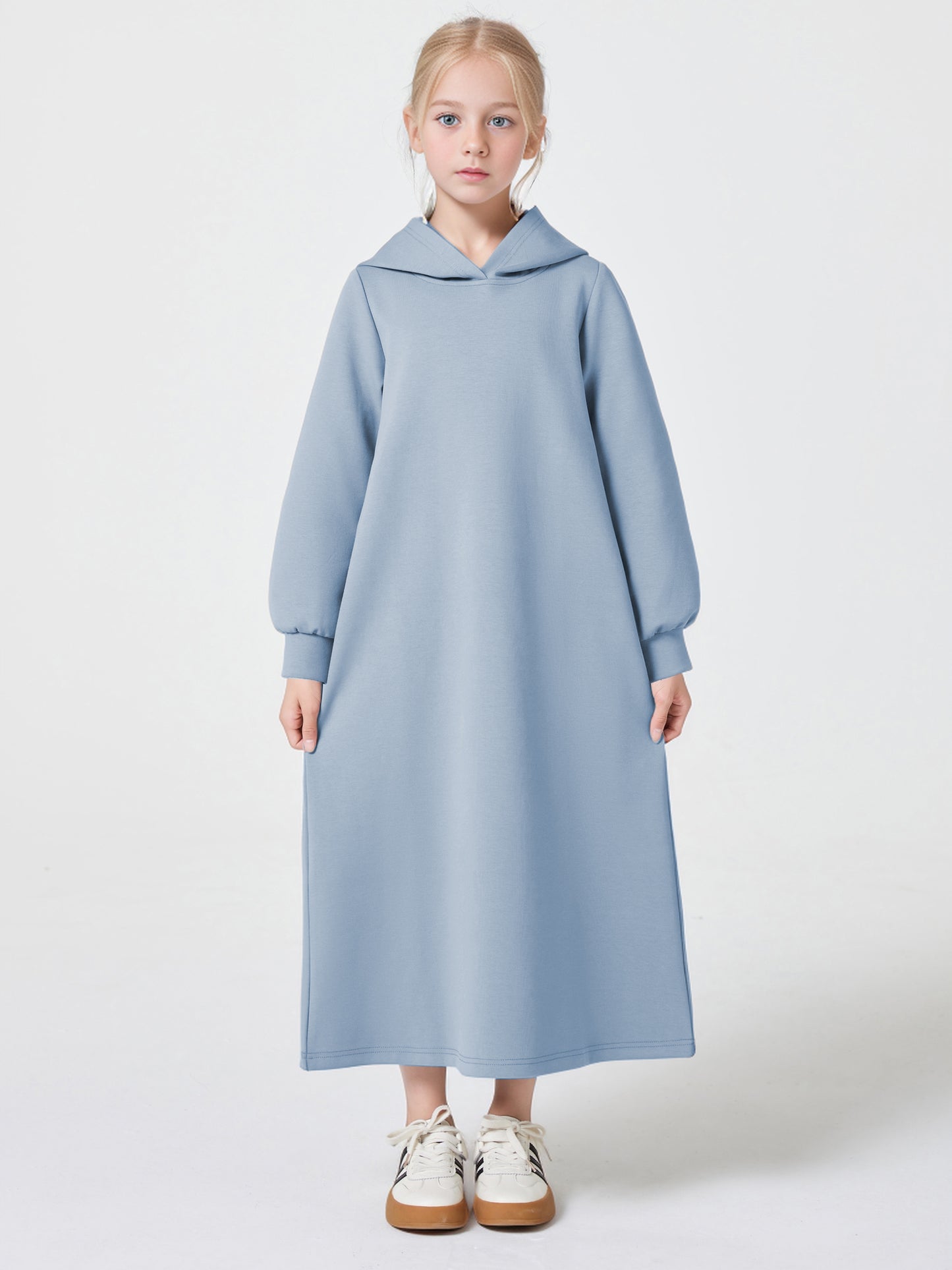 Ramadan Muslim girls in the Middle East solid color V-neck hooded loose abaya MSL222