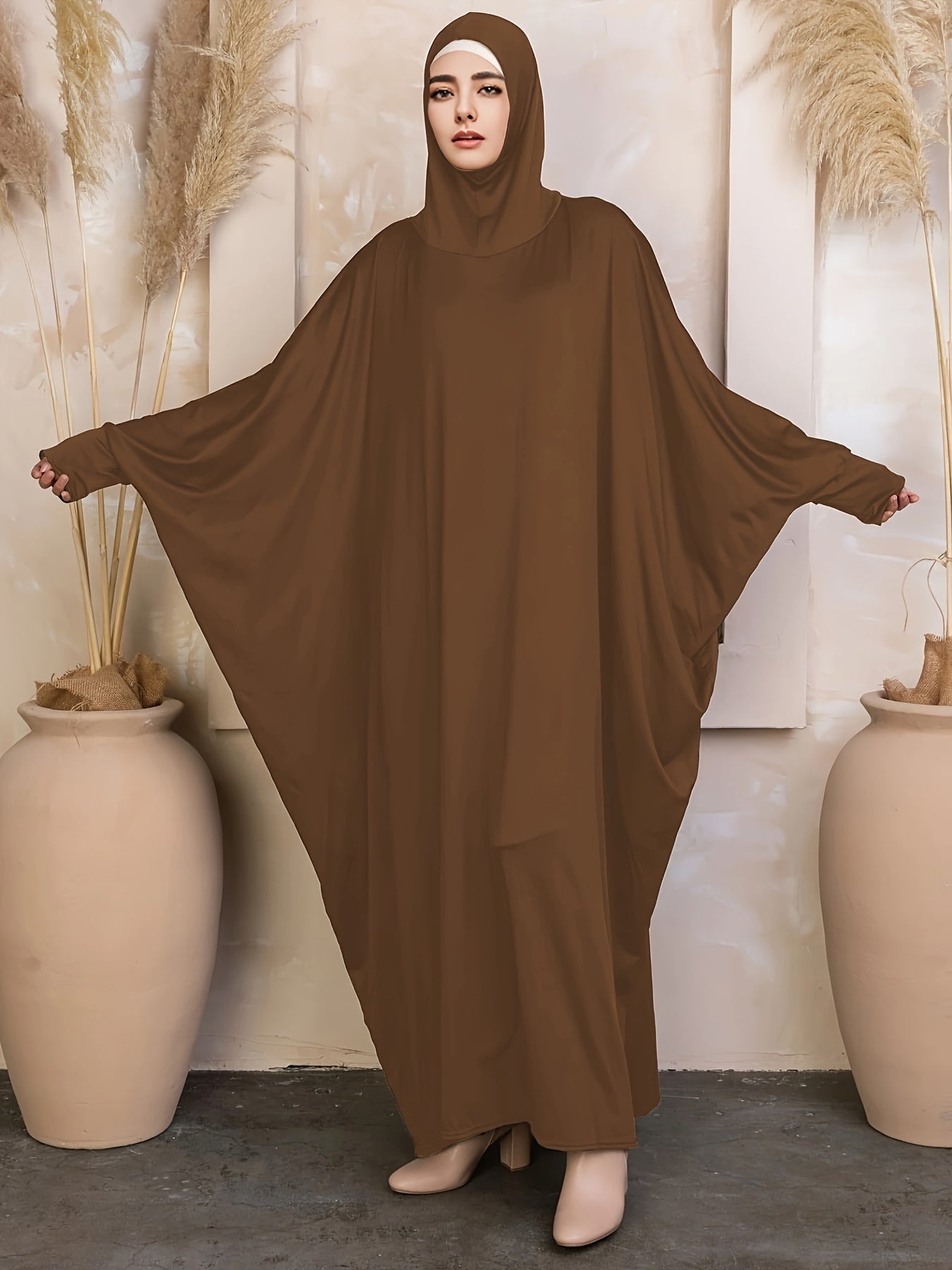 KAFTAN Traditional solid color long sleeve loose long gown Maxi dress for Middle Eastern Musli MSL114