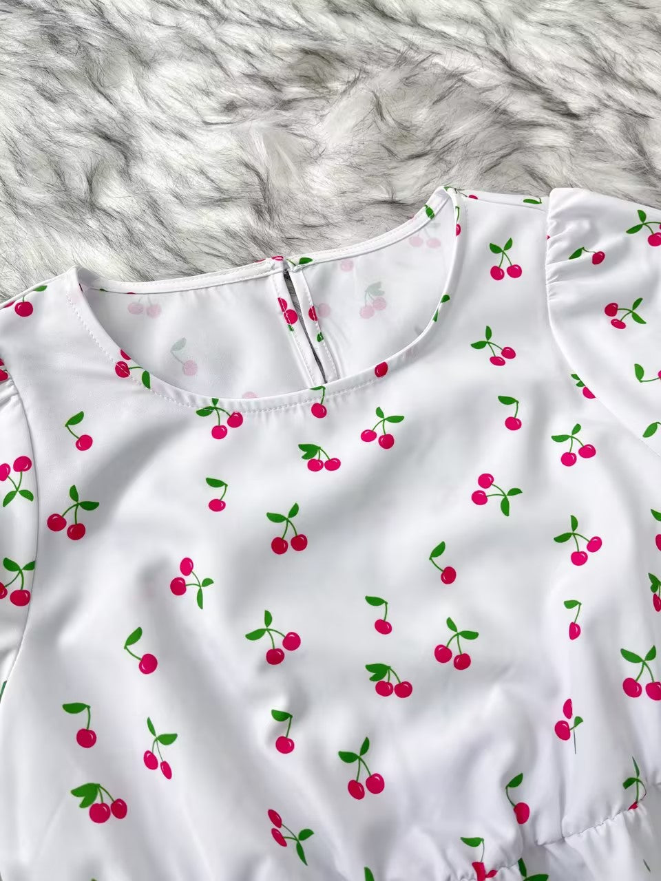 Ramadan Girls Loose & Casual Long Sleeve Allover Cherries Pattern Dress For Spring & Fall Daily Wear Pringbud Abaya Pringbud A MSL196