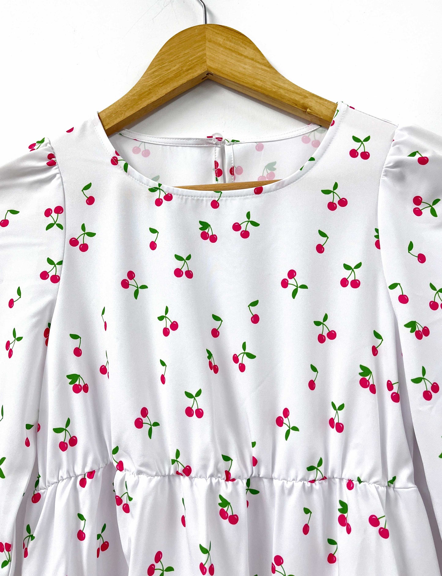 Ramadan Girls Loose & Casual Long Sleeve Allover Cherries Pattern Dress For Spring & Fall Daily Wear Pringbud Abaya Pringbud A MSL196