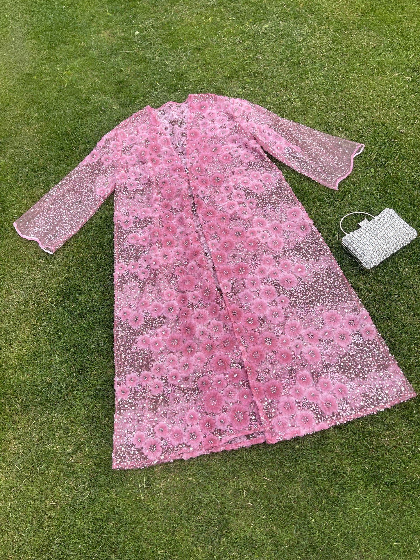 MSL893 Raspberry Red Flower Open Abaya