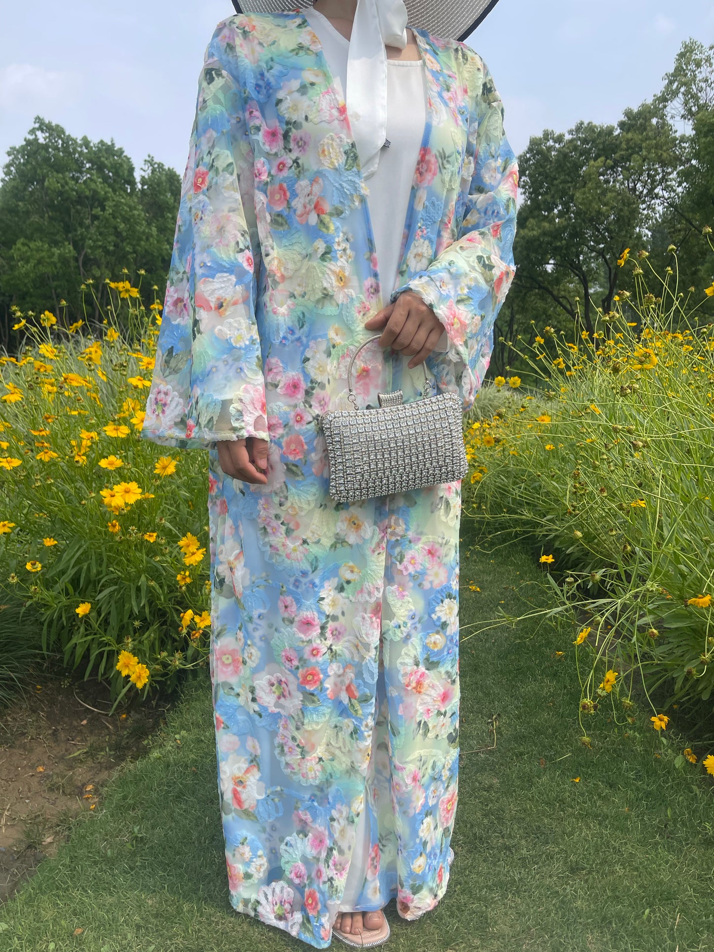 MSL890 Oil Painting Garden Open Abaya