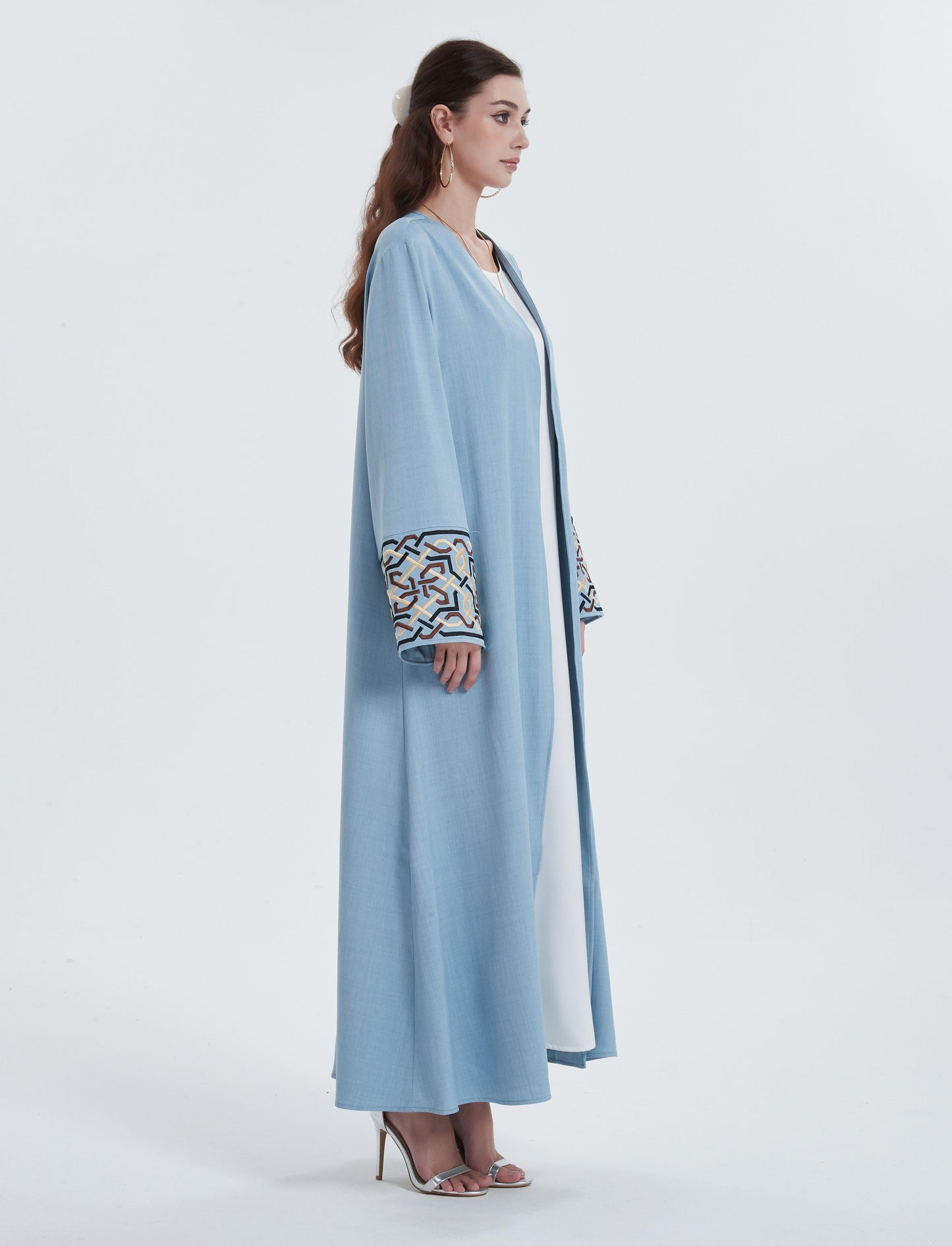 Europe, the Middle East Muslim women's robe solid color cuff embroidery robe cardigan abaya MSL822