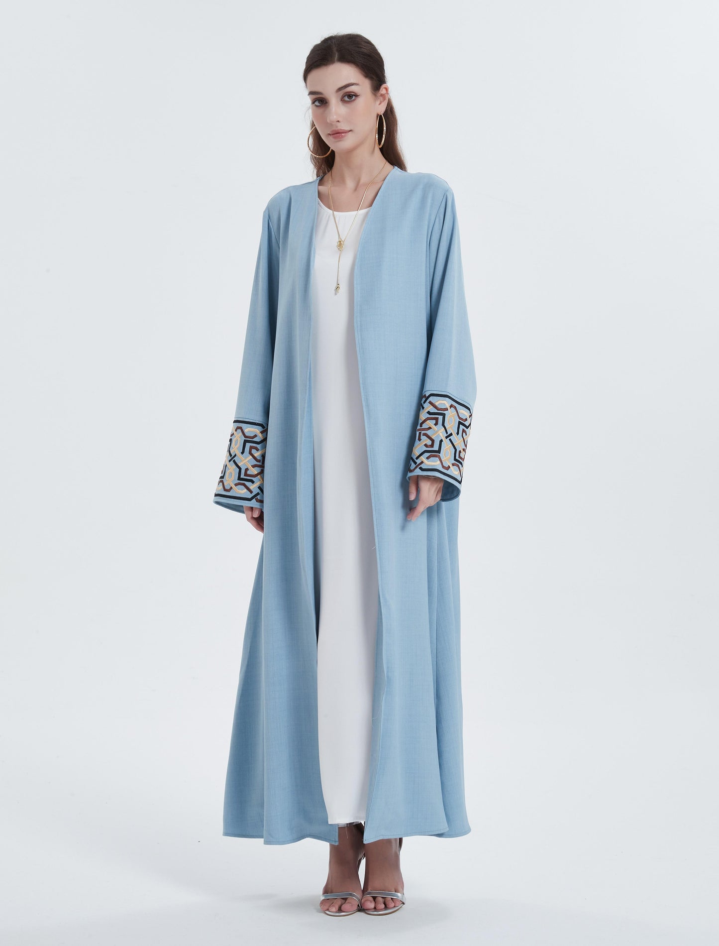 Europe, the Middle East Muslim women's robe solid color cuff embroidery robe cardigan abaya MSL822
