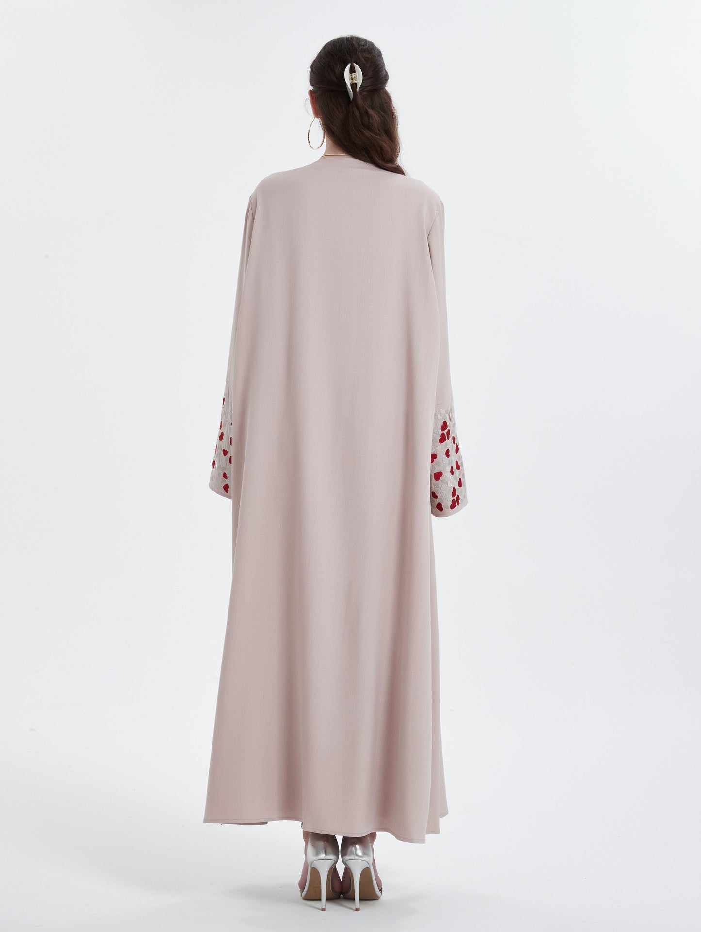 Ramadan islamic clothing kebaya Middle East Muslim women's solid color cuff love embroideryt cardigan Abaya MSL821