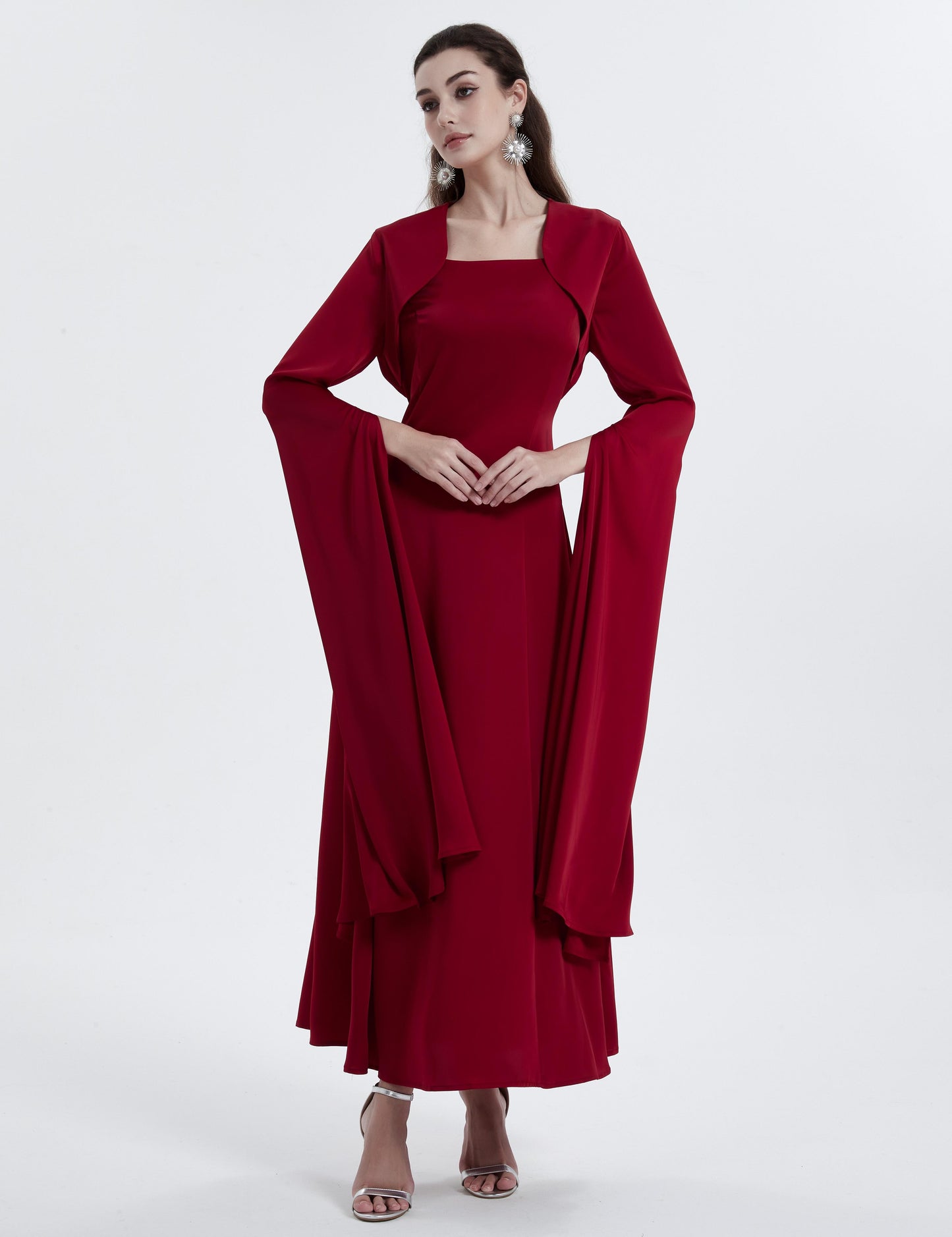 Middle East Muslim women's dress Abaya solid color elegant open long sleeve dress MSL0255
