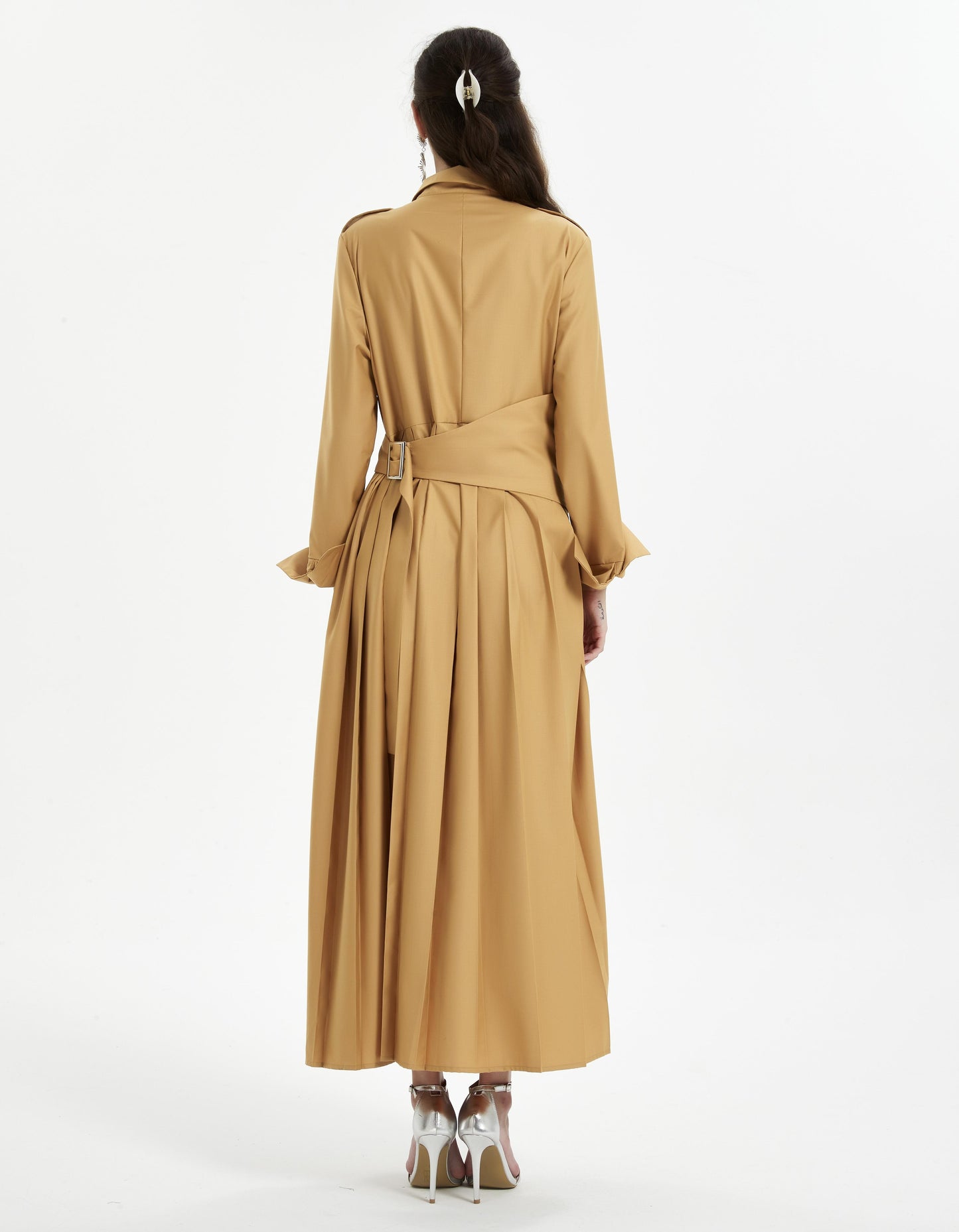 Muslim robe women'slong sleeve muslim Maxi dress Abaya back waist design cuff Muslim dress Abaya MSL3340