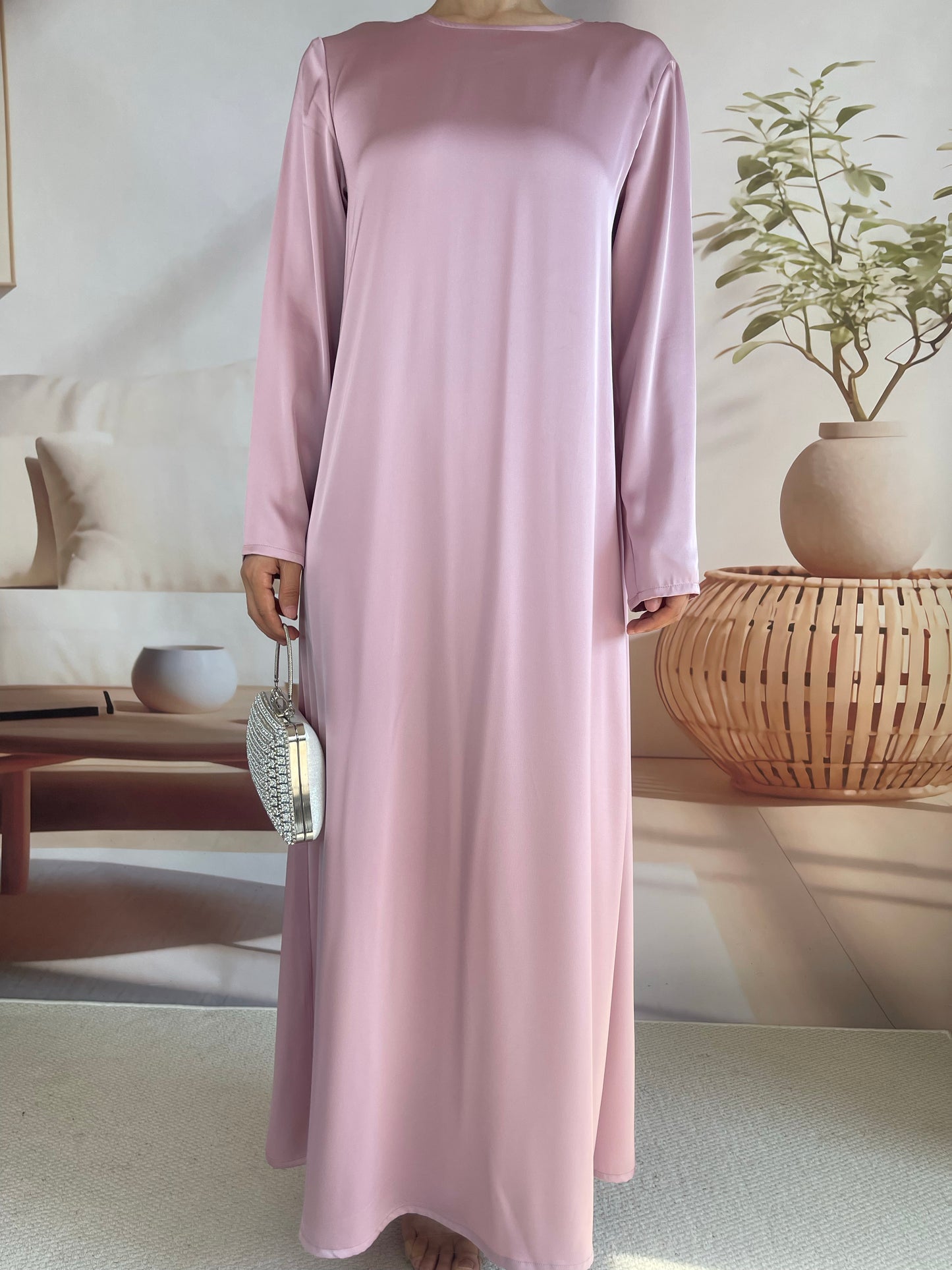 MSL893 Raspberry Red Flower Open Abaya