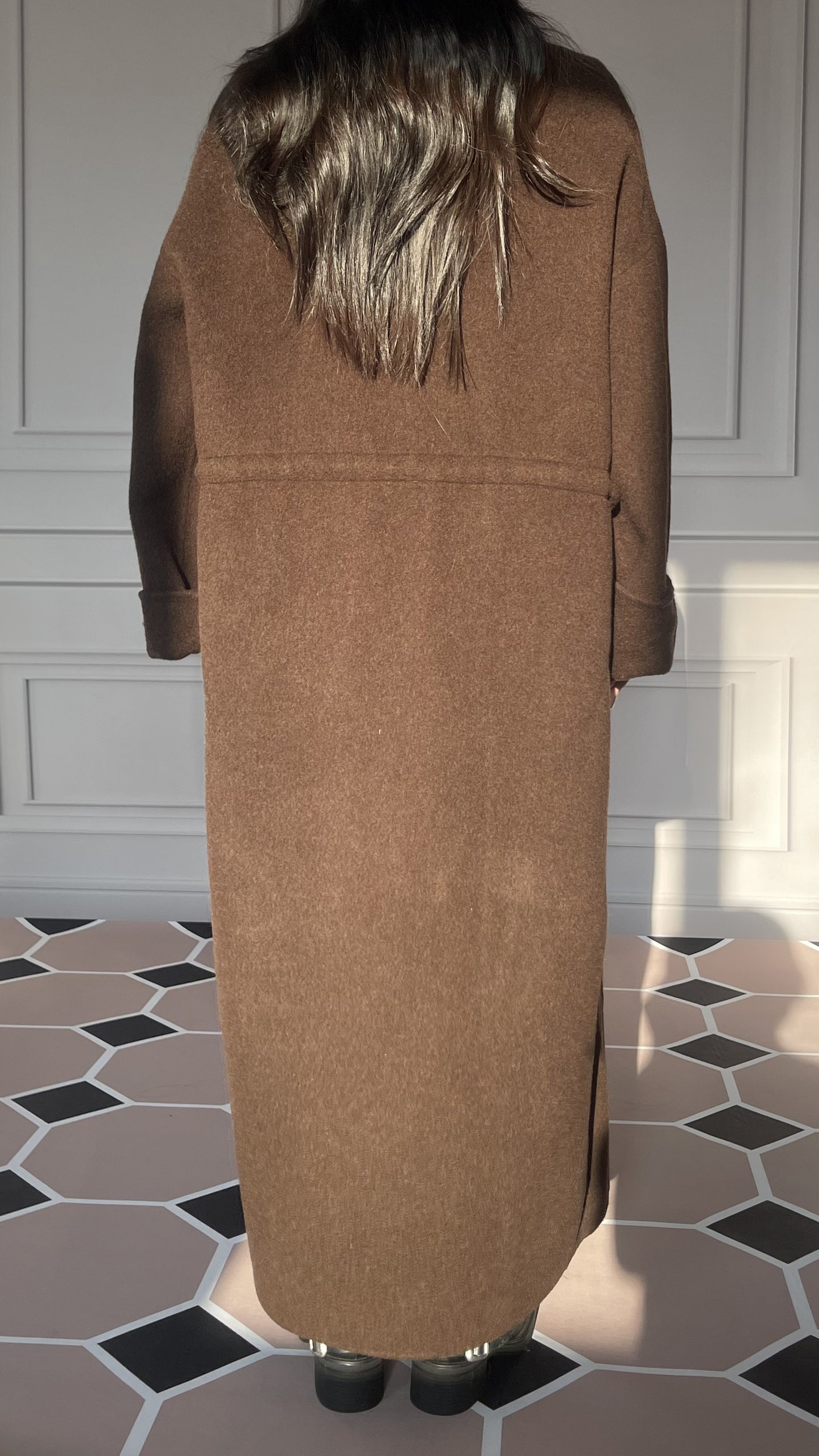 DY5 Women's Long Coat, Lapel Belt, Double-sided Woolen Coat