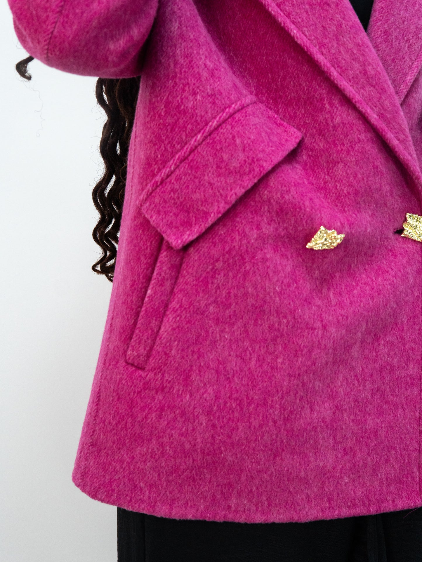 25089 Premium 69% Wool-Blend Outerwear | Women's Rose Red Fashion, Elegant Wool Coat
