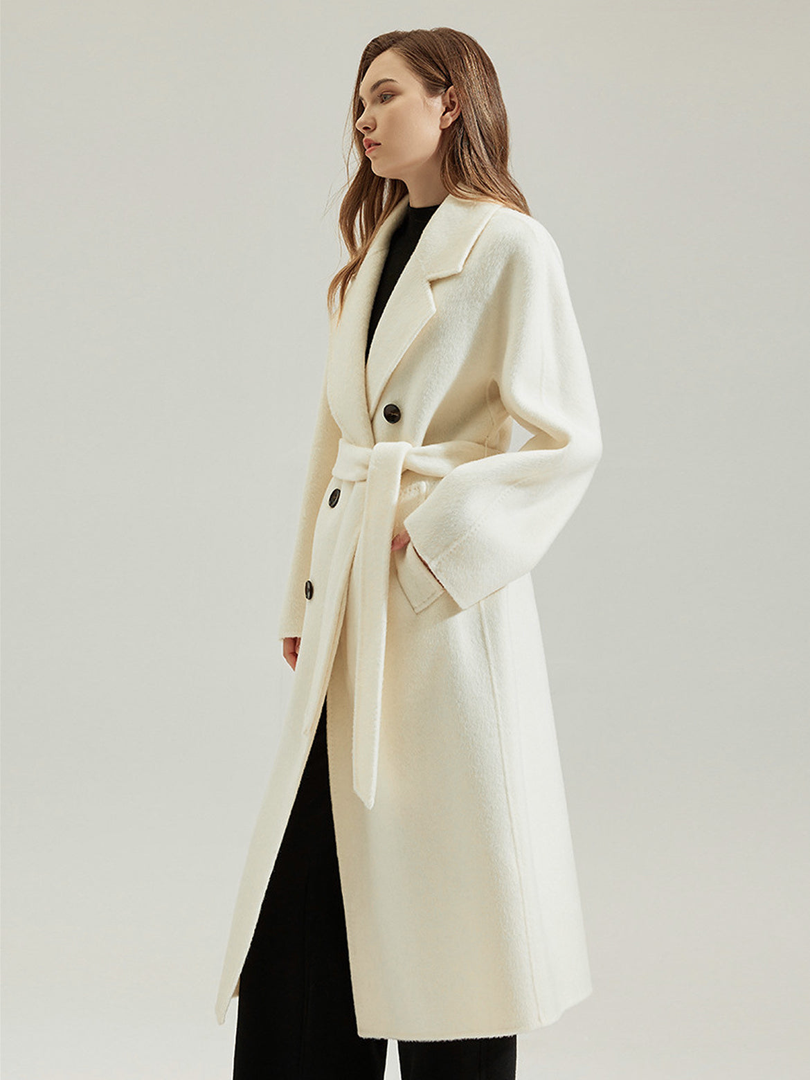 TU3801-D Women's Double-sided Woolen Coat for Autumn and Winter