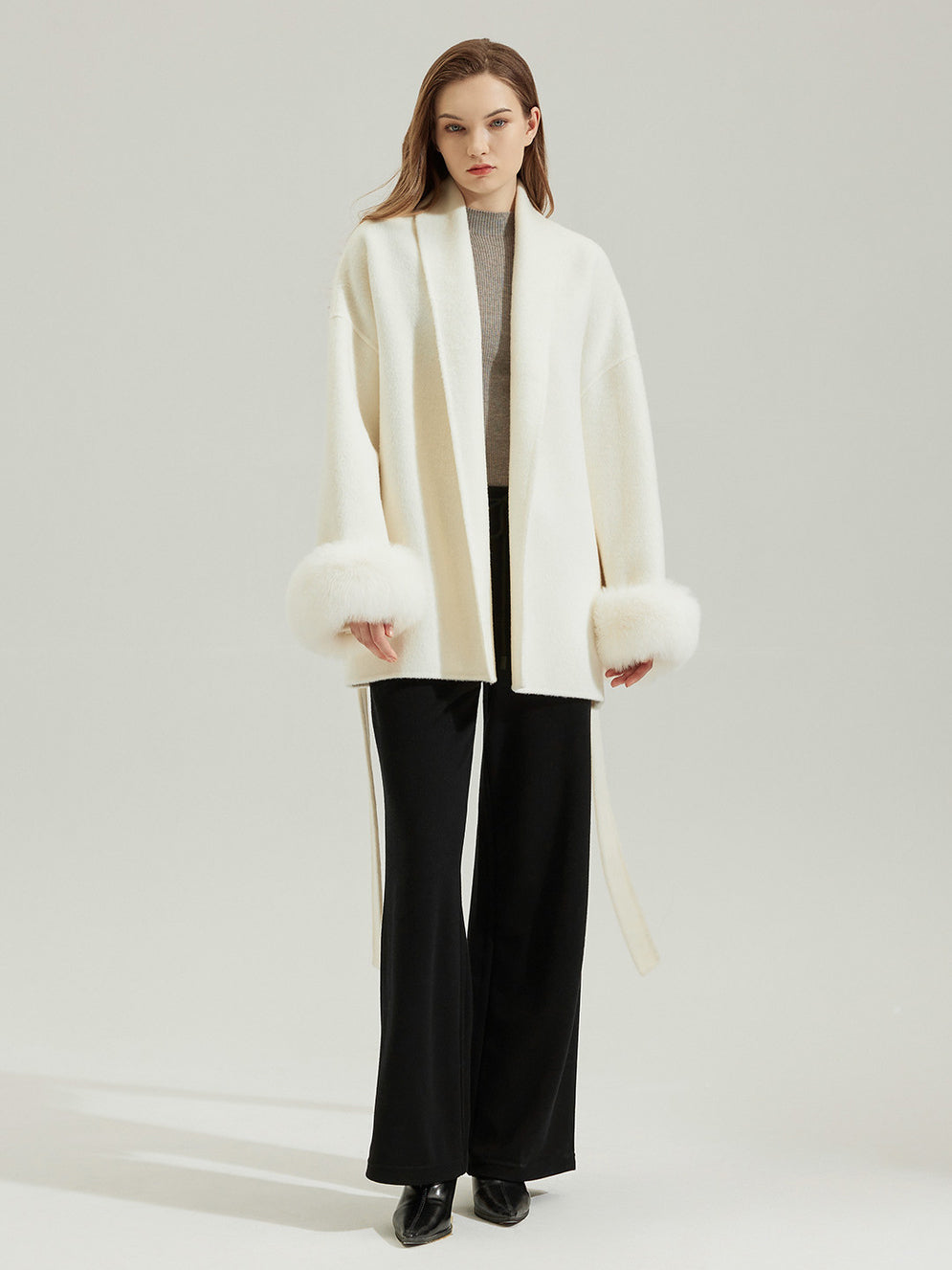 TU2257 Fall/Winter Women's Wool Short Fur Coat with Double-sided Fabric Overcoat