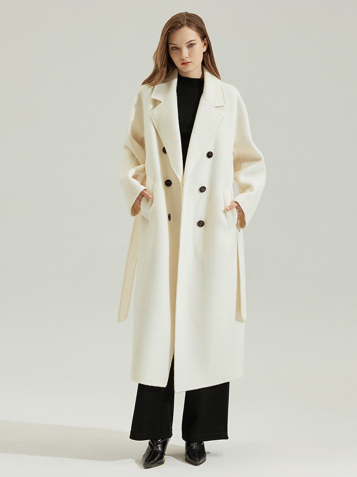 TU3801-D Women's Double-sided Woolen Coat for Autumn and Winter