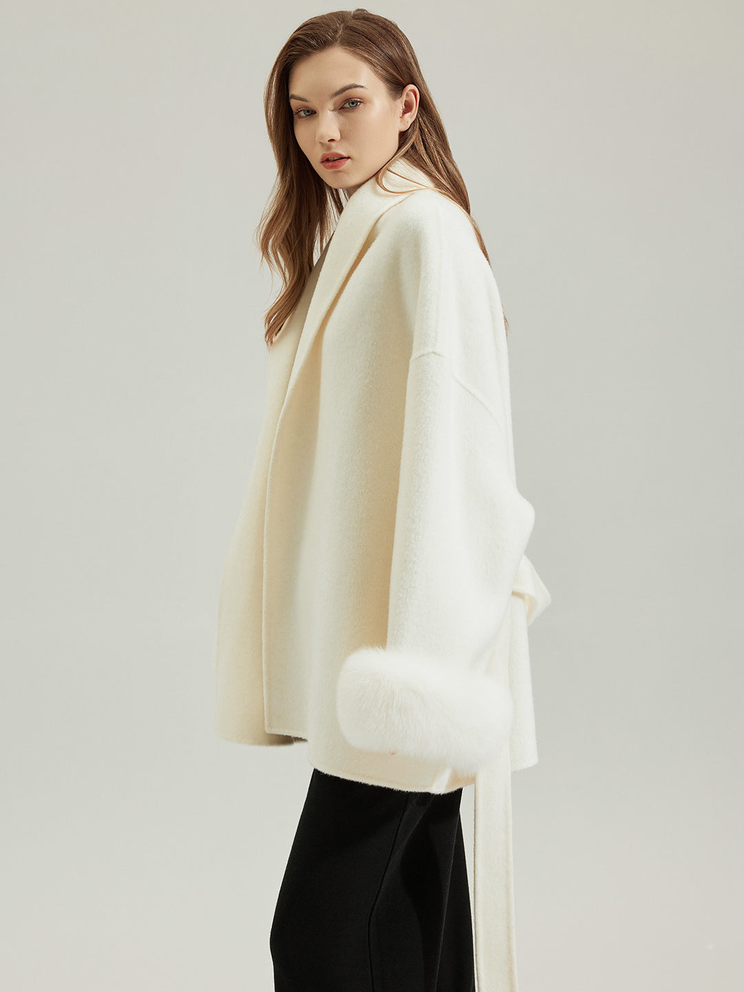 TU2257 Fall/Winter Women's Wool Short Fur Coat with Double-sided Fabric Overcoat