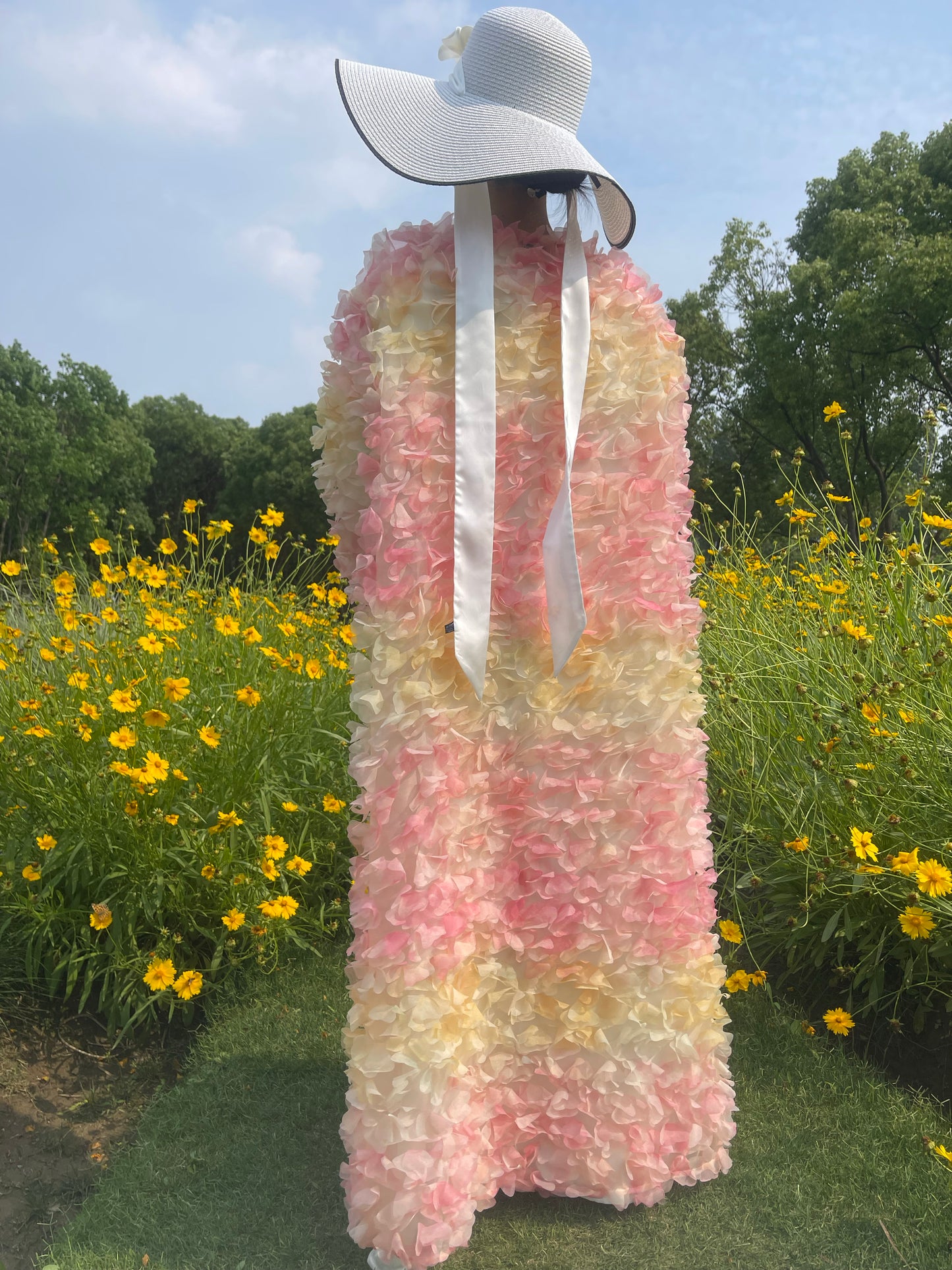 MSL892 Butterfly Pink Flower Fairy Open Abaya