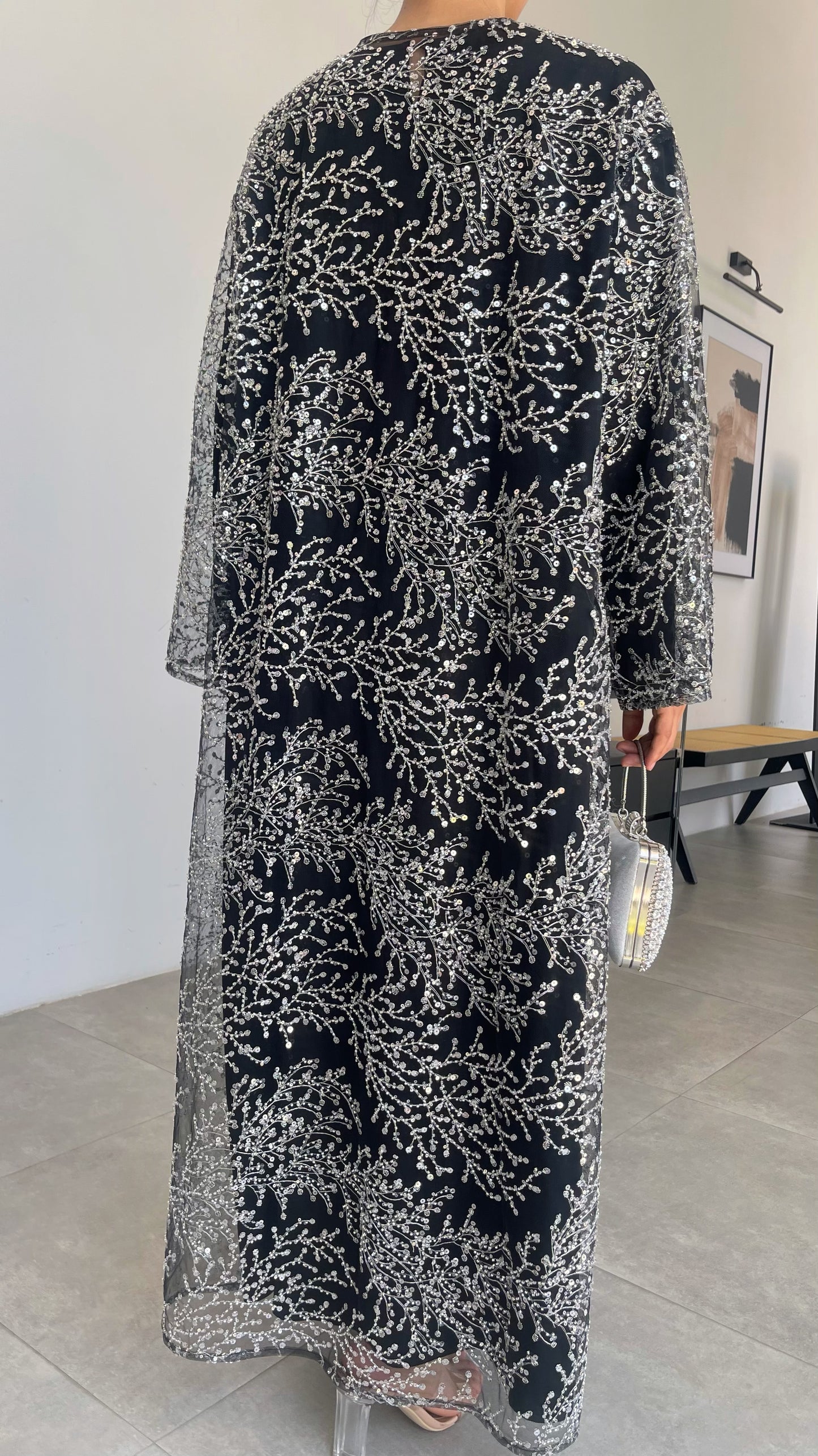 MSL895 The Night Shines Open Abaya Set