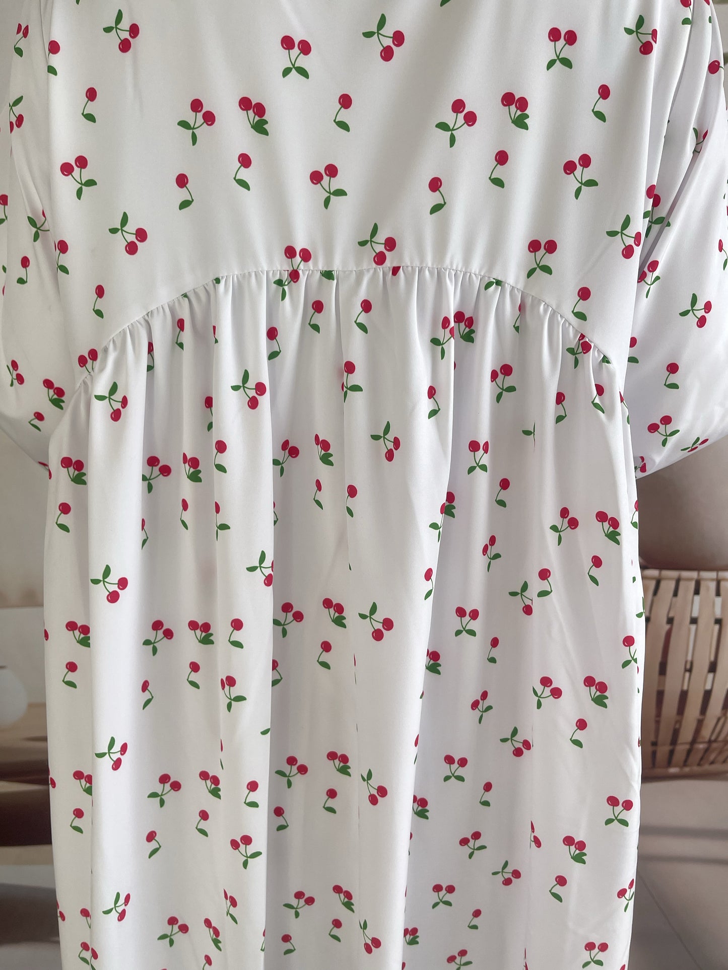 Middle East Abaya Muslim Women's Lantern-sleeved Cherry Loose Long Dress MSL1011