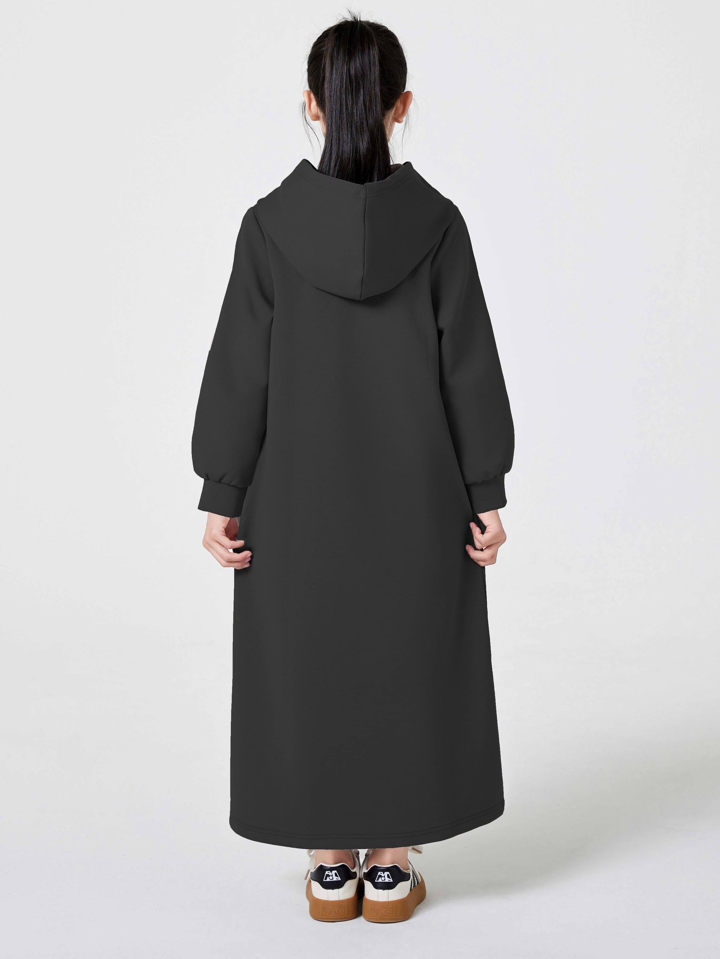 Ramadan Muslim girls in the Middle East solid color V-neck hooded loose abaya MSL222