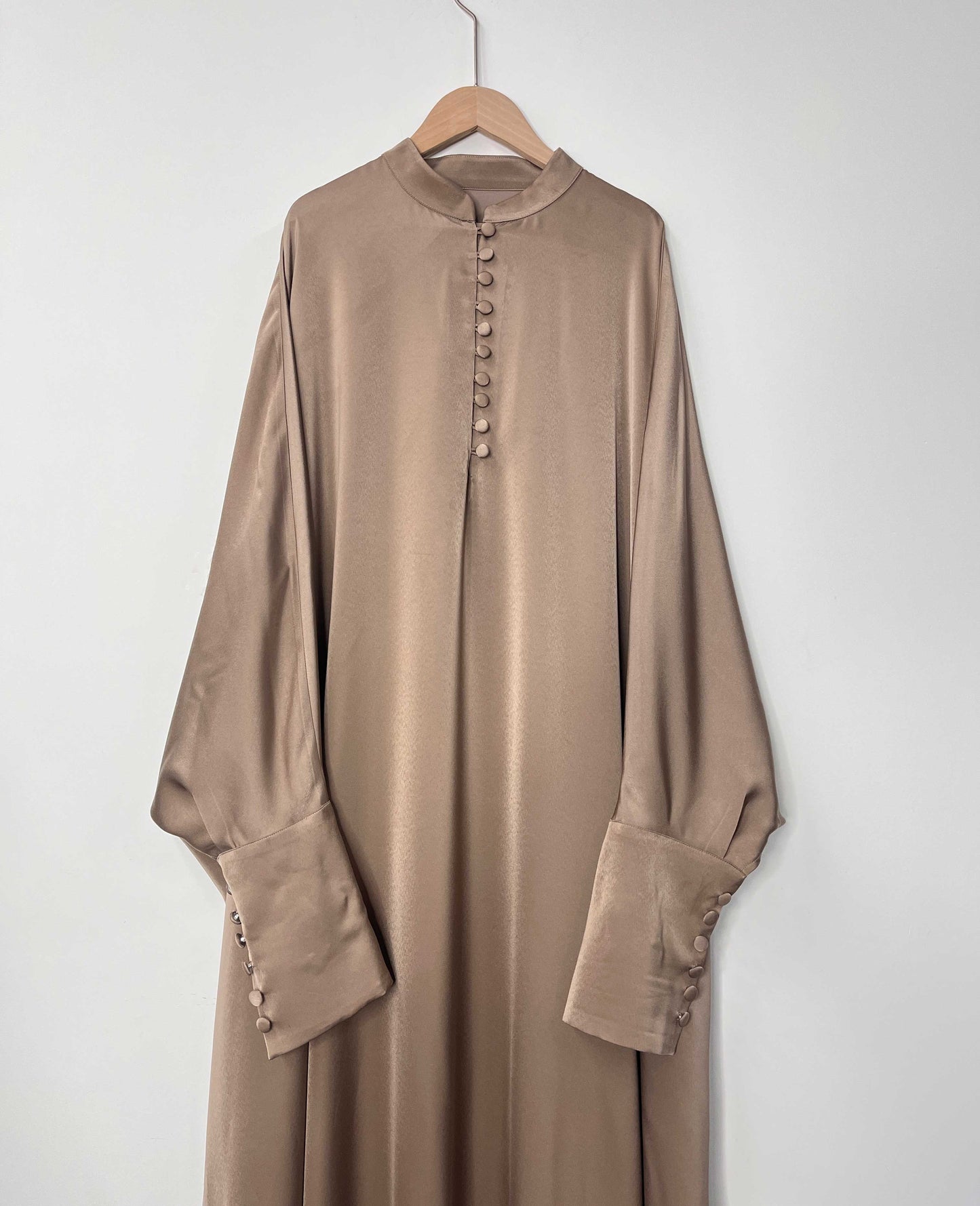 Ramadan Abaya Button Front Batwing Sleeve Modest Dress, Elegant Loose Solid Color Cloak Maxi Outwear Kaftan, Women's Clothing MSL125