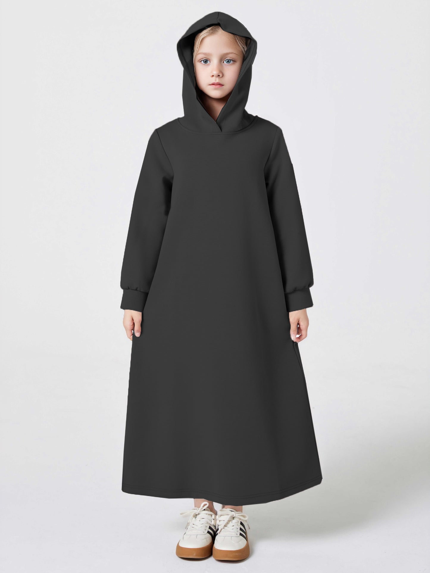 Ramadan Muslim girls in the Middle East solid color V-neck hooded loose abaya MSL222