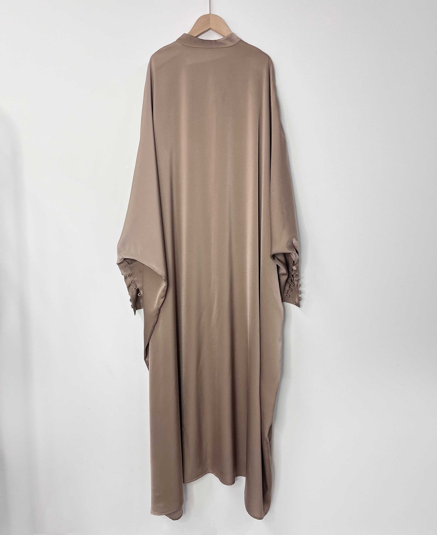 Ramadan Abaya Button Front Batwing Sleeve Modest Dress, Elegant Loose Solid Color Cloak Maxi Outwear Kaftan, Women's Clothing MSL125