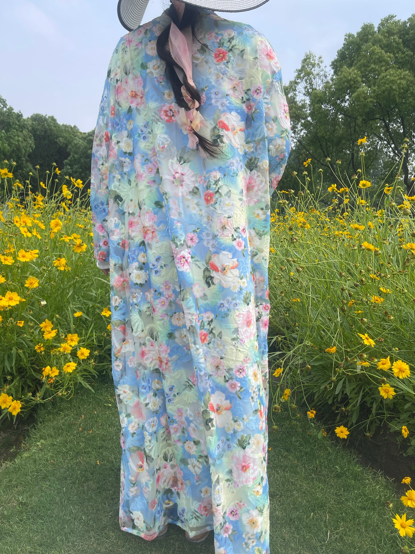 MSL890 Oil Painting Garden Open Abaya