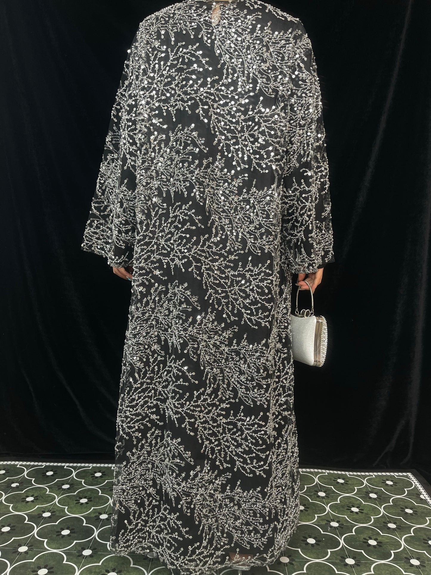 MSL895 The Night Shines Open Abaya Set