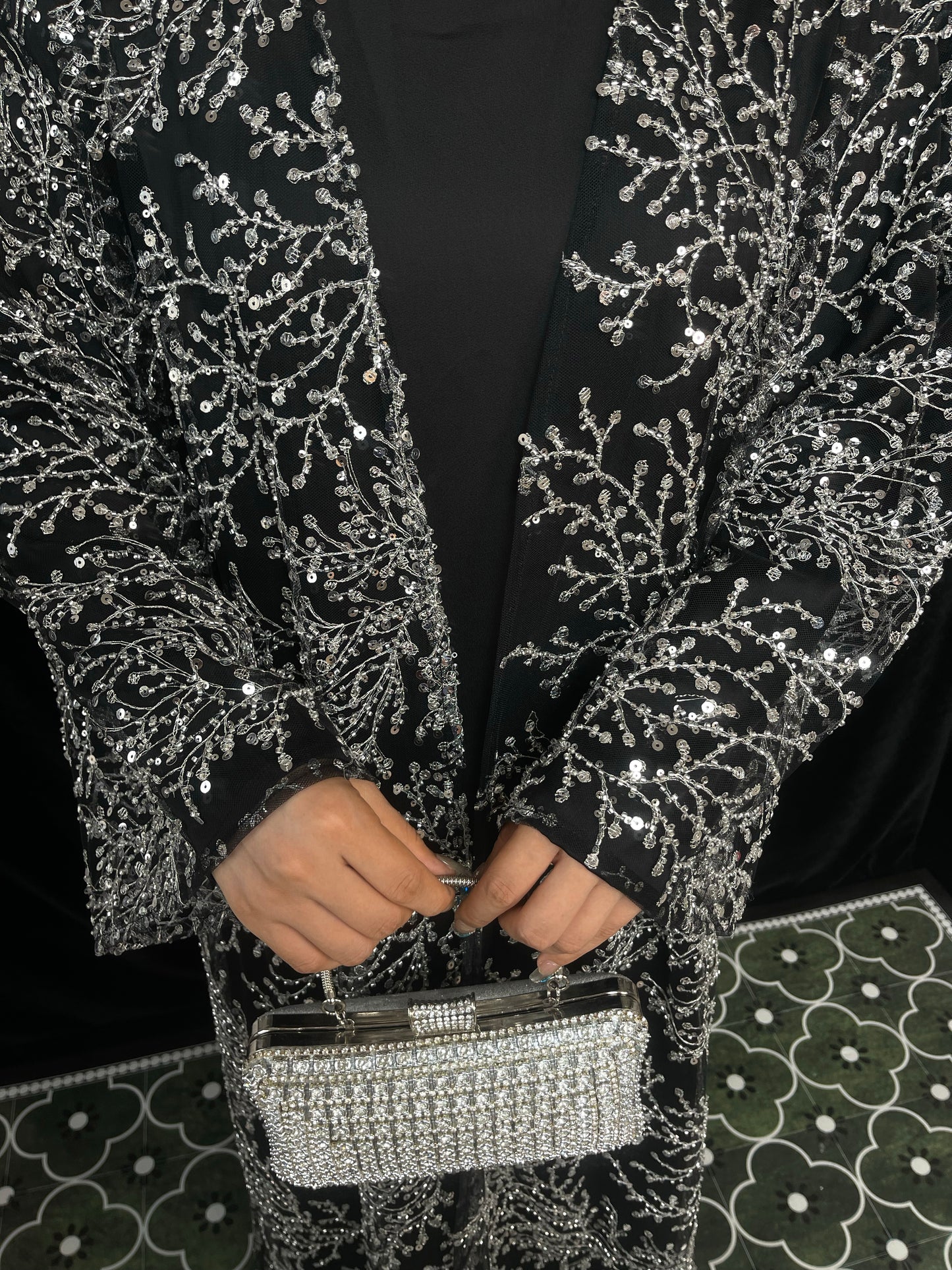 MSL895 The Night Shines Open Abaya Set