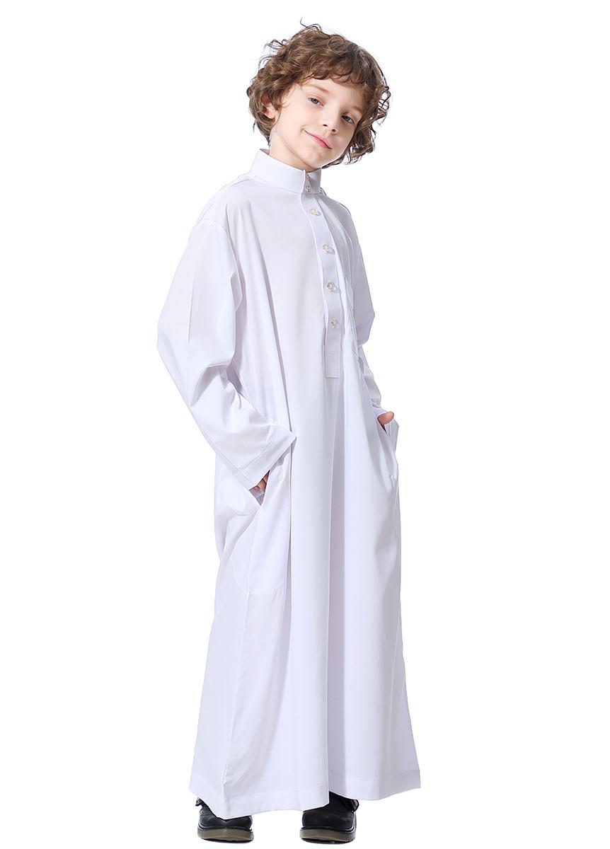 Ramadan Boys kids abaya Muslim Long Sleeve Solid Color Arab Dubai Robe, Casual Ethnic Style Boys Long Sleeve Clothing MSL119