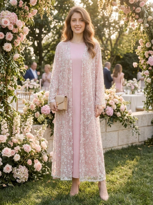 Beaded abaya at garden wedding venue - occasion wear