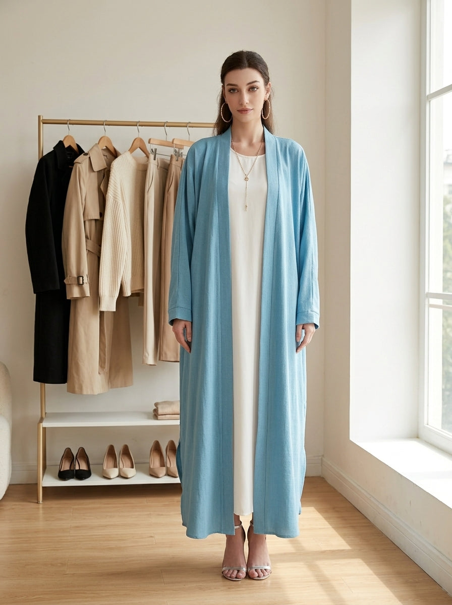 Neutral abaya wardrobe with coordinated color palette