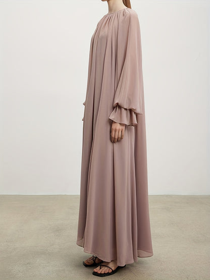 Naher Osten Dubai Islamisches Muslim Maxikleid Chiffon ausgestellte Ärmel plissiertes Silhouettekleid MSL62