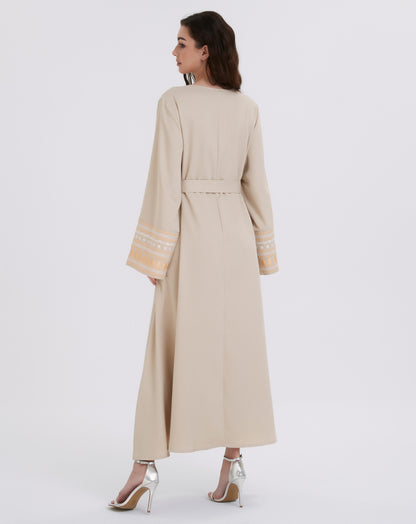 Middle Eastern Muslim women's dress solid color corduroy with thick puffle-sleeve pleated dress MSL820