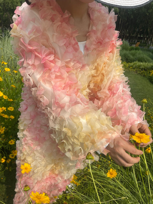 MSL892 Butterfly Pink Flower Fairy Open Abaya
