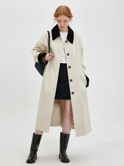 DY1 【Pre-order】 Autumn Color-blocked Long Coat for Women's Outerwear, Trench Coat