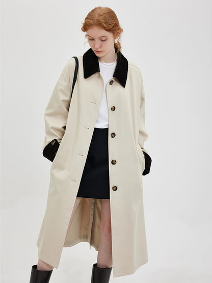 DY1 【Pre-order】 Autumn Color-blocked Long Coat for Women's Outerwear, Trench Coat