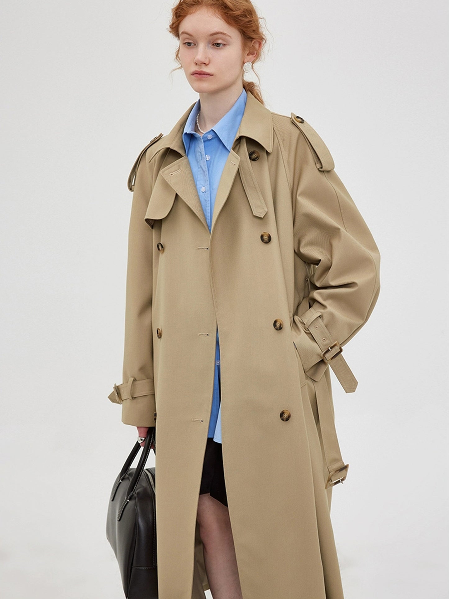 DY3 【Pre-order】 Women's Mid-length Coat with Double-breasted Collar and Front-opening Blazer