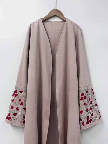 Ramadan islamic clothing kebaya Middle East Muslim women's solid color cuff love embroideryt cardigan Abaya MSL821