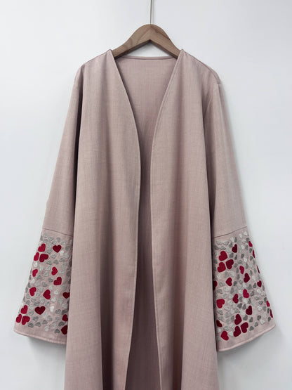 Ramadan islamic clothing kebaya Middle East Muslim women's solid color cuff love embroideryt cardigan Abaya MSL821
